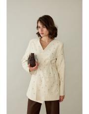 krem taşlı blazer ceket 2